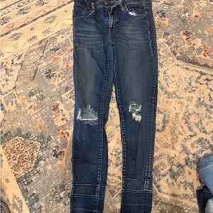 American Eagle Outfitters Dark Blue Distressed Skinny Jeans
